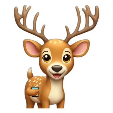 Happy deer with smartphone sticker