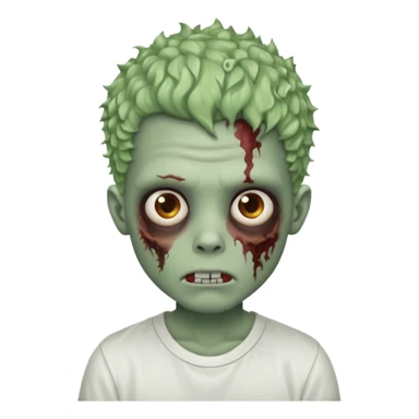 zombie boy with curly fade hair and white shirt emoji sticker