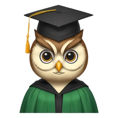 owl professor in green cloak graduation sticker