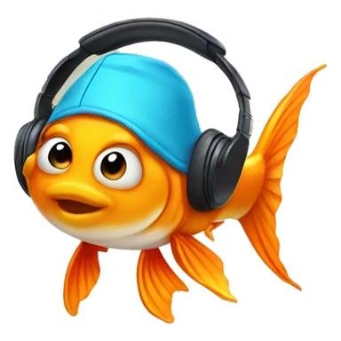 Goldfish wearing headphones  sticker
