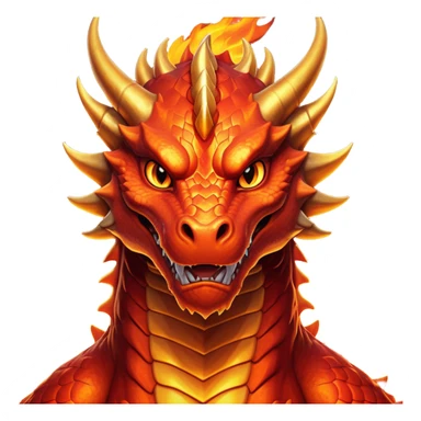 cinematic-noble-fierce-fire-dragon-portrait-emoji,-poised-and-imposing,-with-a-muscular,-scaled-body-ablaze-in-fiery-hues-of-crimson,-molten-orange,-and-molten-gold,-and-intense,-burning-eyes-that-mirror-the-heart-of-a-volcano;-rendered in detail sticker