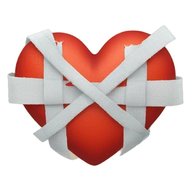 broken red heart with bandages around it sticker