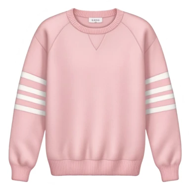 Powder pink cozy cashmere pullover with white stripe sticker
