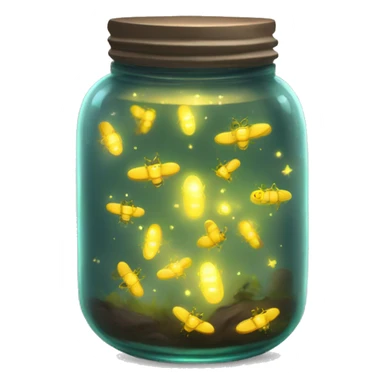 Realistic glowing jar filled with fireflies sticker