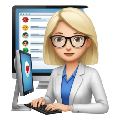 a woman developer in a meeting with others developers, in the background a mainframe computer sticker