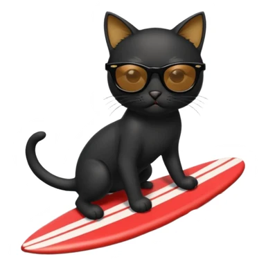 a bad kitty on the waves. make the cat look devlishish with a pair of black ray bans wayfers on. surfing  sticker