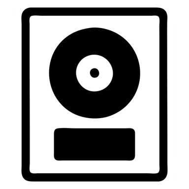 solid icon of a framed platinum record award, simple and bold sticker