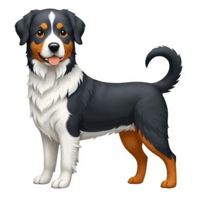 Un chien de chasse, épagneul breton, avec un labrador noir, et un berger Australien bleu merle. sticker