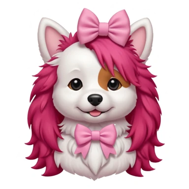 very red long haired white dog with a bow on hair sticker