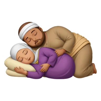 Obese brown man sleeping next to hijabi sticker