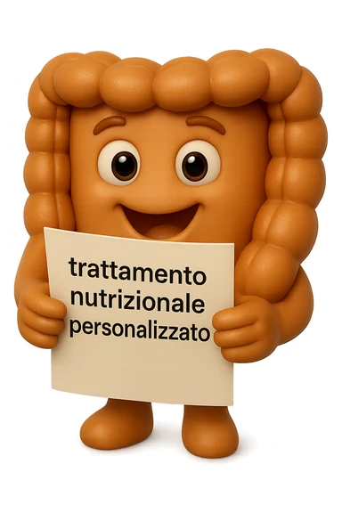 emoji stile iphone di un intestino realistico felice che legge un foglio con la scritta "trattamento nutrizionale personalizzato", non fargli il naso, iperrealistico 4k sticker