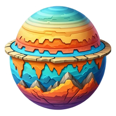 Planet separated into layers sticker