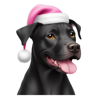 Black lab pit bull mix with pink santa hat sticker