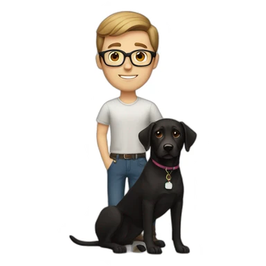white man short Brown Hair and glasses with a black lab dog sticker
