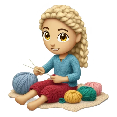 girl crocheting sticker