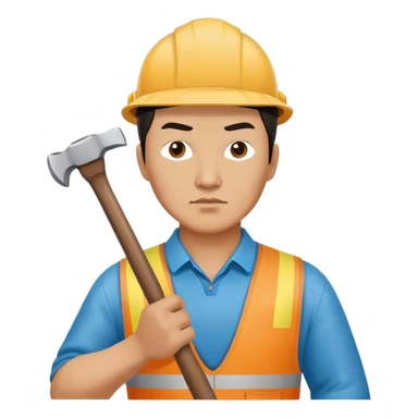 serious kazakh worker middle age photorealistic with hammer sticker