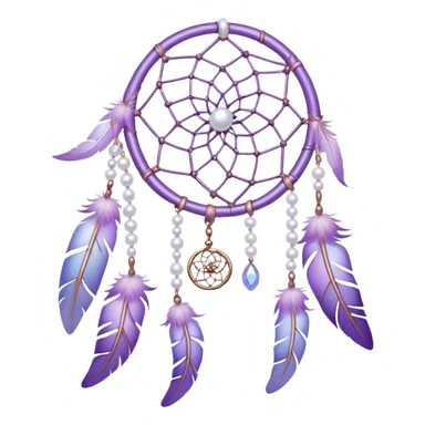 Iridescent Pastel Violet lavender dreamcatcher, white bead pearls  sticker