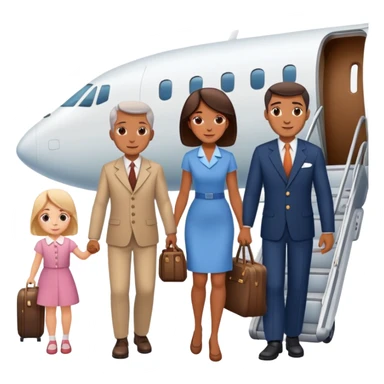 Mother, father and daughter boarding a plane. sticker