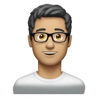 white male with straigt short dark hair, rectangular glasses sticker