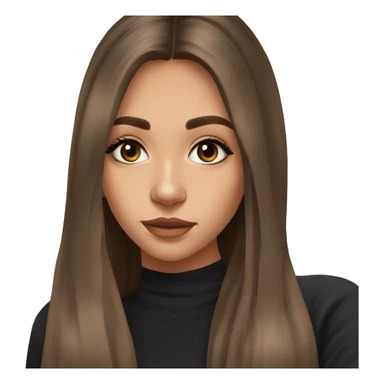 A 22 yo girl with brown long straight hair in black long sleeve is taking a picture in the mirror  sticker