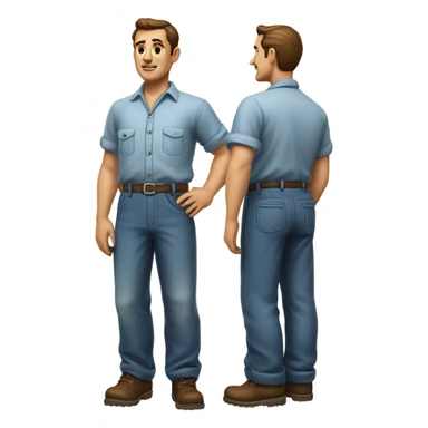 photorealistic blue collar worker 1950s sticker
