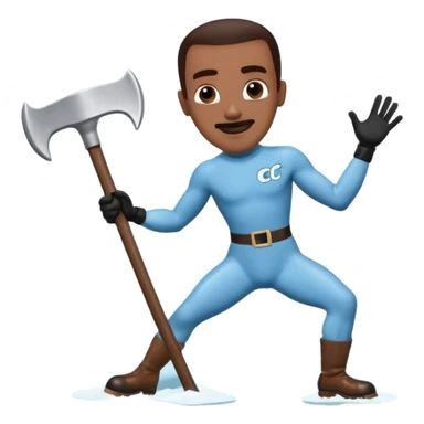 Frozone retro sticker, sliding on ice, playful expression, vintage sticker look written "c'est carré dans l'axe" sticker