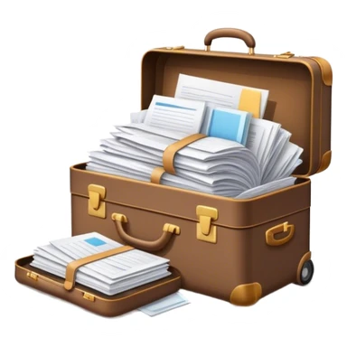 luggage bursting with a lot of documents and papers sticker