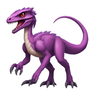 Anthro Mauve-maroon-red-violet-colored edgy anthro-genesect-velociraptor-scalie-sona-Fakémon-hybrid with a mane on head and back and horns full body sticker