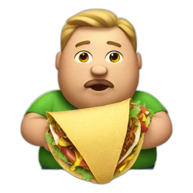 fat man eating taco sticker