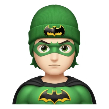green superhero with beanie batman sticker