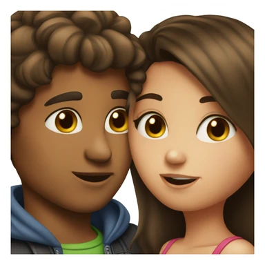 Boy brunette and girl brunette kissing  sticker