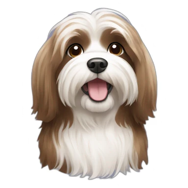 Brown and white Havanese dog with long hair sticker