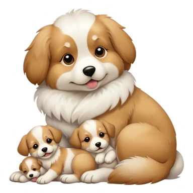 Dog nursing her puppies sticker