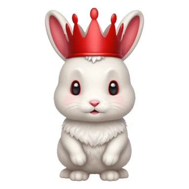 white cute bunny with red crown, funny, standing sticker