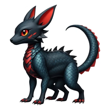 Sophisticated Modern Gothic Gloomy Futuristic Scaly Cyber-Salandit-Umbreon-Litten-Hybrid (Full body) sticker