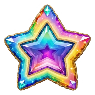 hd detailed glittering vibrant rainbow holographic star shaped geode sticker