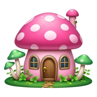 Pink girly mushroom house covered in vines sticker