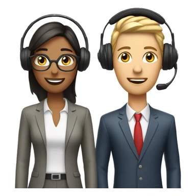 four sales agents wearing a headset with mic sticker