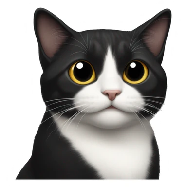 Gato negro con una mancha blanca que va hasta la boca sticker