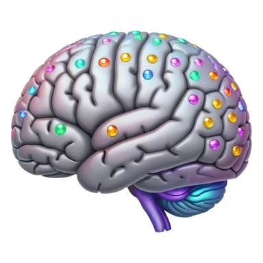 Brain with colored sparkles around it sticker