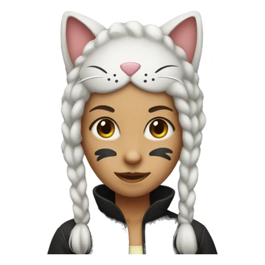 A girl wearing a cat mask and a cat tail sticker