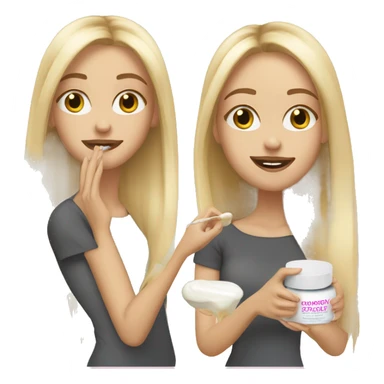white girl applying cream on face long blonde hair sticker