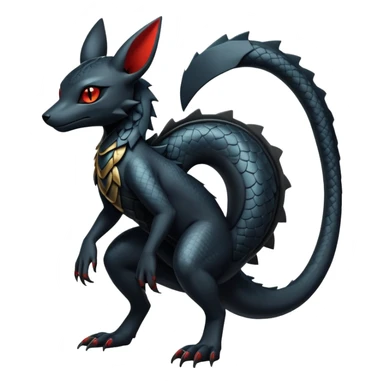 Sophisticated Modern Gothic Gloomy Futuristic Scaly Cyber-Salandit-Umbreon-Litten-Hybrid (Full body) sticker