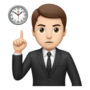 annoyed boss pointing at the clock sticker