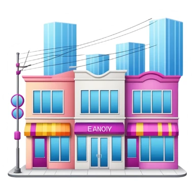 three separate beauty salon buildings connected with lines sticker