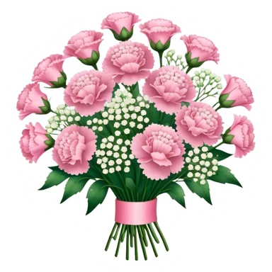 babies breath flower and carnations bouquet sticker