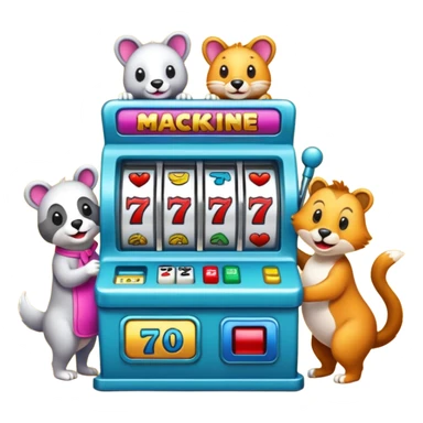 animals playing a slot machine sticker
