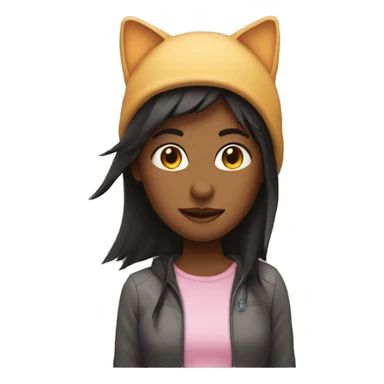 Girl with cat ear hat on sticker