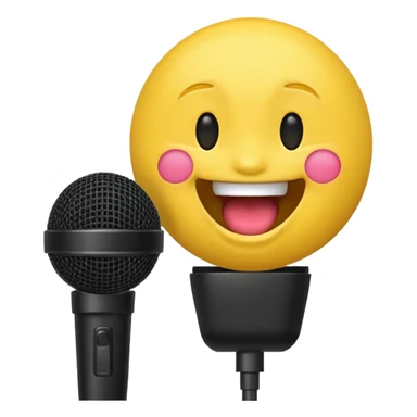 laughing face emoji next to a mic sticker