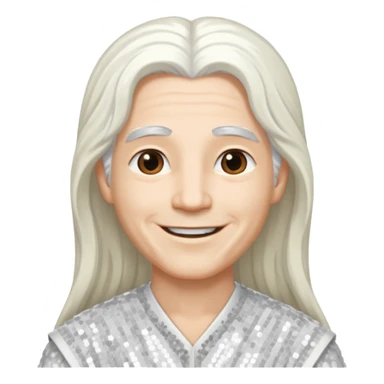 God from The Bible with long white hair, white sequin outfit sticker